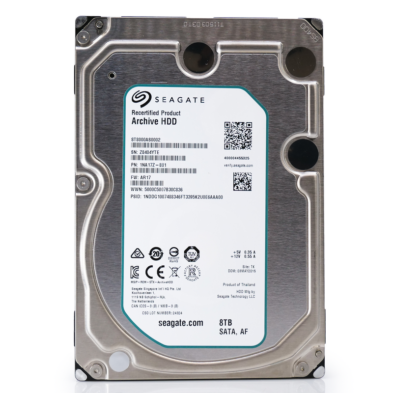 Seagate Archive ST8000AS0002 8TB 5.9K RPM SATA 6Gb/s 128MB 3.5" Manufacturer Recertified HDD front