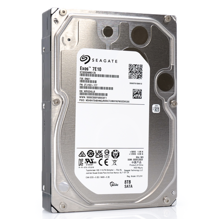 Seagate Exos 7E10 ST8000NM017B 8TB 7.2K RPM SATA 6Gb/s 512e 3.5in Hard Drive - Front View