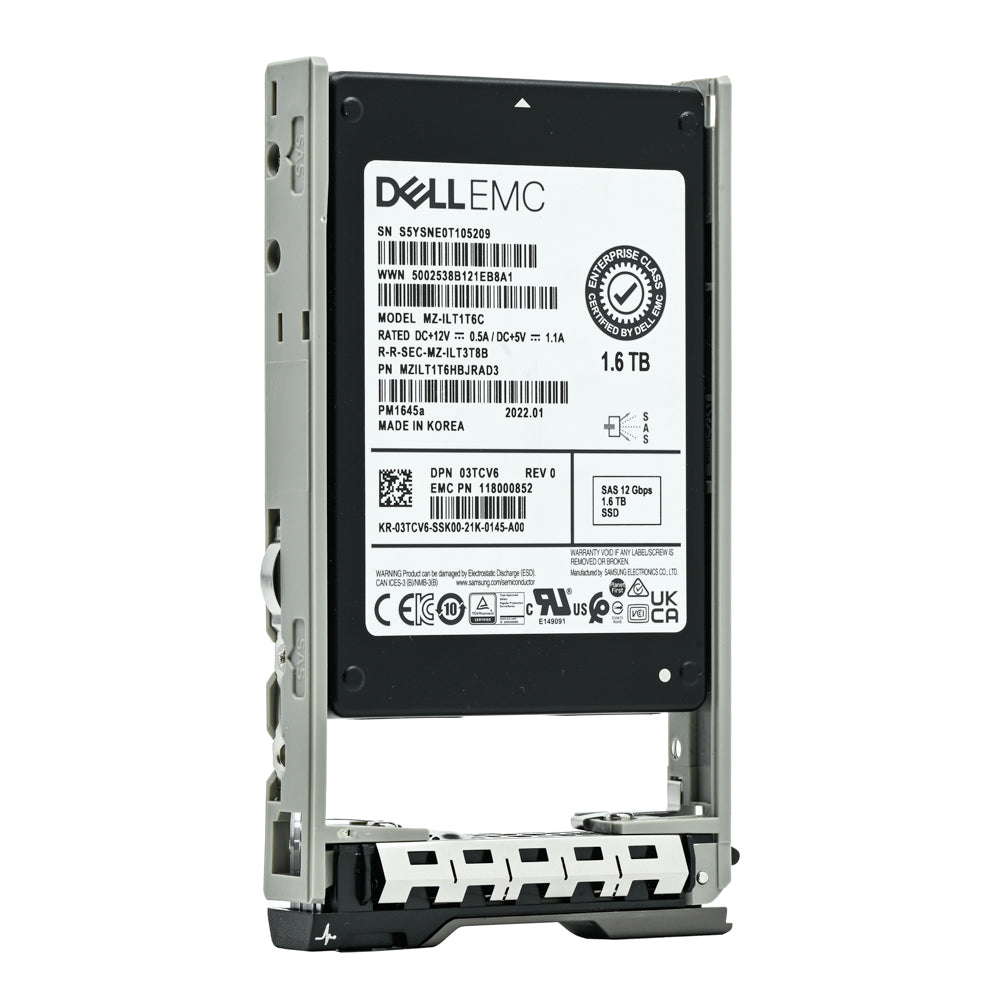 Dell G13 3TCV6 MZILT1T6HBJRAD3 1.6TB SAS 12Gb/s 3DWPD Mixed Use 2.5in Refurbished SSD