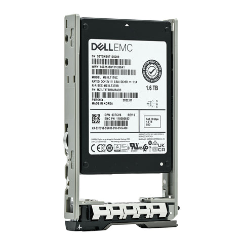 Dell G13 3TCV6 MZILT1T6HBJRAD3 1.6TB SAS 12Gb/s 3DWPD Mixed Use 2.5in Recertified Solid State Drive