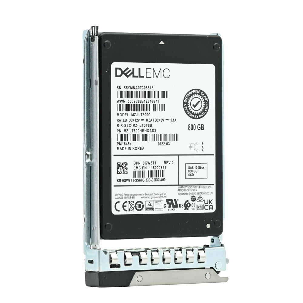 Dell G14 GW8T1 MZILT800HBHQAD3 800GB SAS 12Gb/s 3DWPD Mixed Use 2.5in Recertified Solid State Drive