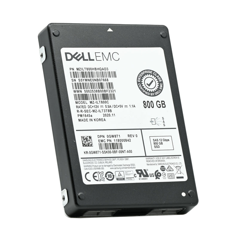 Dell PM1645a GW8T1 MZILT800HBHQAD3 800GB SAS 12Gb/s 3DWPD Mixed Use 2.5in Solid State Drive