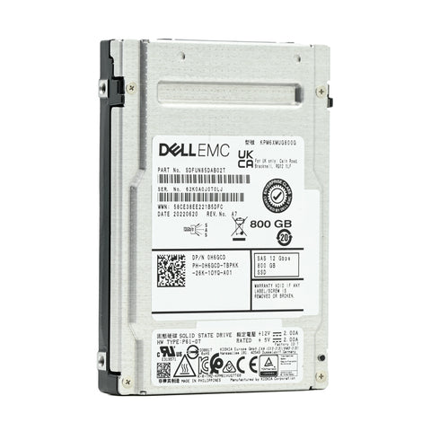 Dell PM6 H6GCD KPM6XMUG800G 800GB SAS 12Gb/s 10DWPD High Endurance 2.5in Refurbished SSD