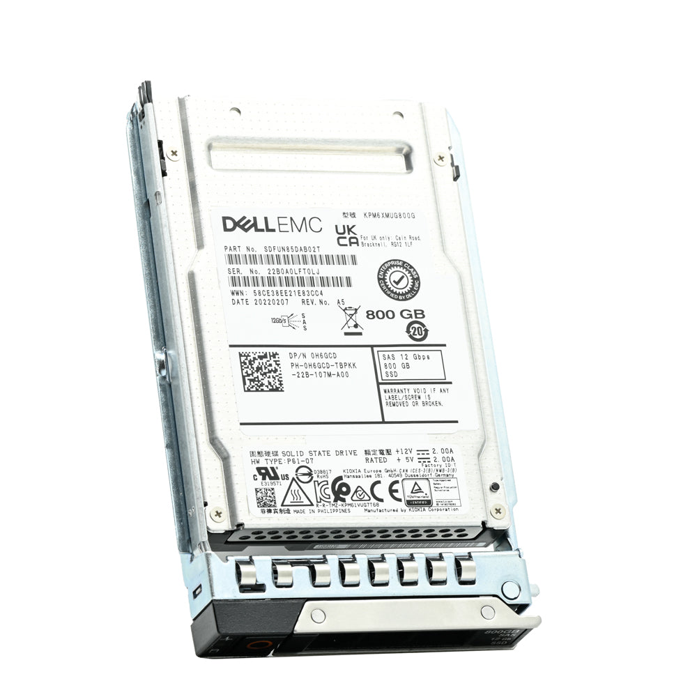 Dell G14 H6GCD KPM6XMUG800G 800GB SAS 12Gb/s 10DWPD High Endurance 2.5in Solid State Drive