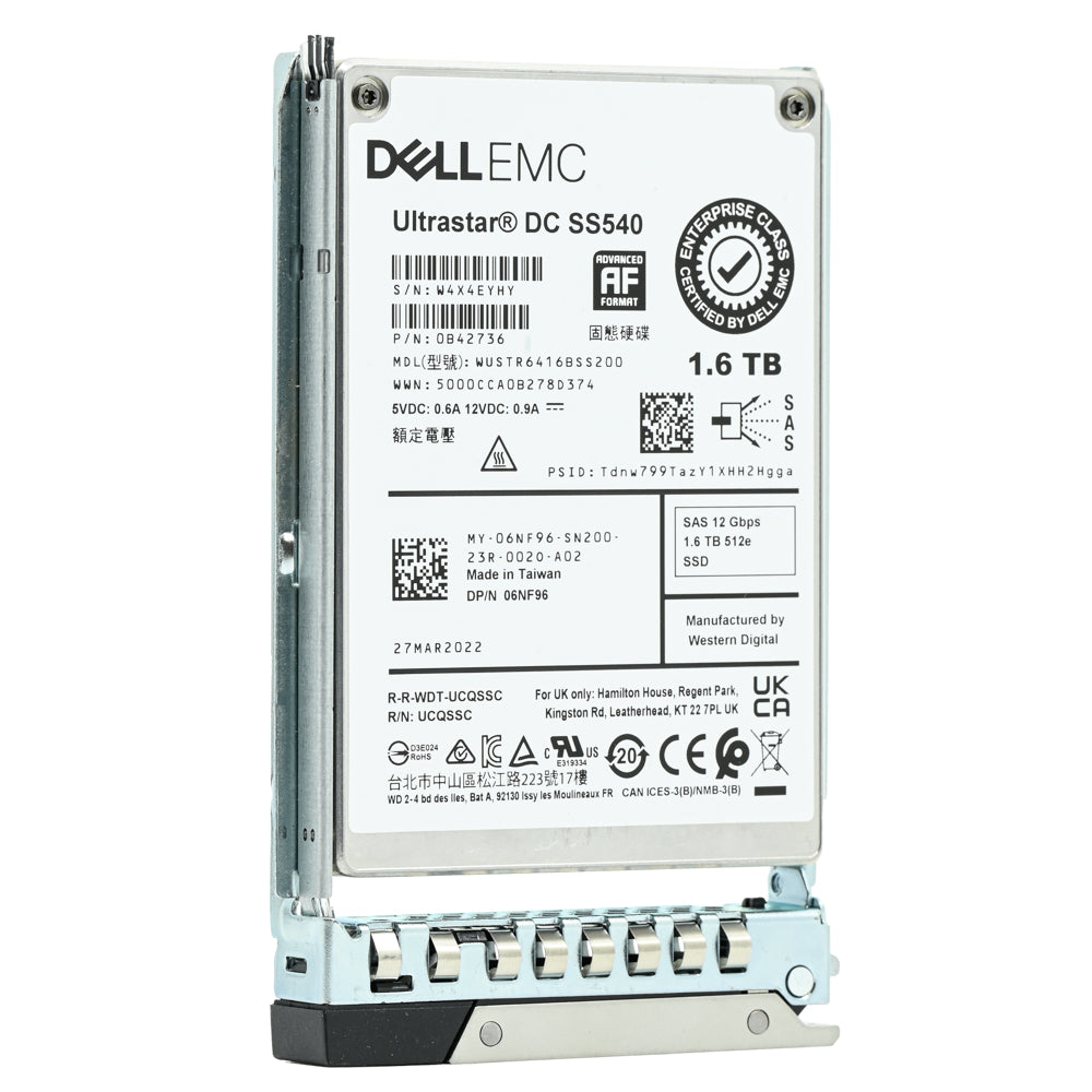 Dell G14 6NF96 WUSTR6416BSS200 1.6TB SAS 12Gb/s 3DWPD Mixed Use 2.5in Solid State Drive