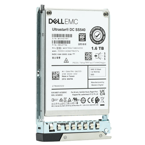 Dell G14 6NF96 WUSTR6416BSS200 1.6TB SAS 12Gb/s 3DWPD Mixed Use 2.5in Refurbished SSD