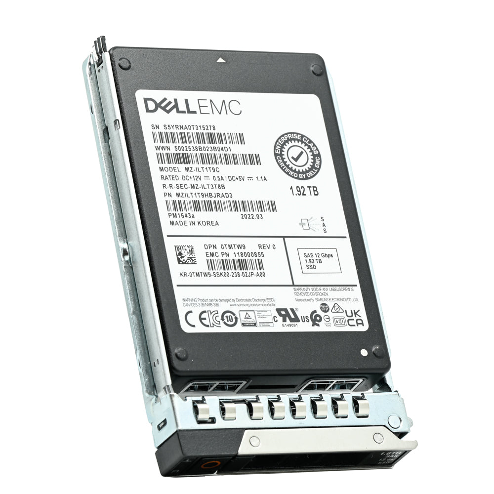 Dell G14 TMTW9 MZILT1T9HBJRAD3 1.92TB SAS 12Gb/s 1DWPD Read Intensive 2.5in Solid State Drive