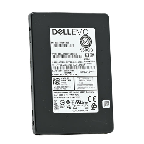 Dell 5300 PRO CDC61 MTFDDAK960TDS 960GB SATA 6Gb/s 1DWPD Read Intensive 2.5in Recertified Solid State Drive