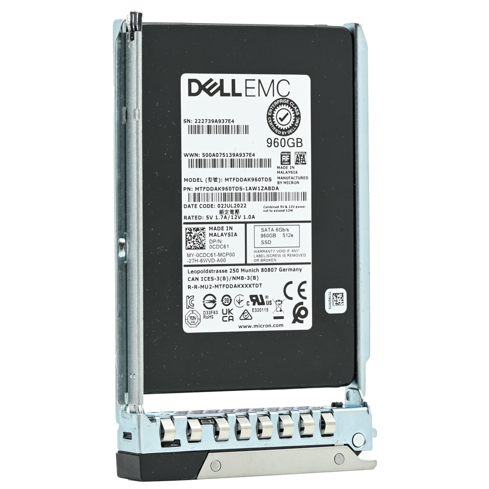 Dell G14 CDC61 MTFDDAK960TDS 960GB SATA 6Gb/s 1DWPD Read Intensive 2.5in Recertified Solid State Drive
