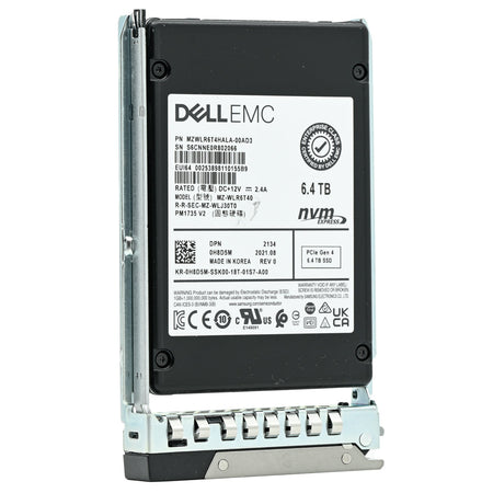 Dell G14 H8D5M MZWLR6T4HALA 6.4TB PCIe Gen 4.0 x4 8GB/s U.2 NVMe 3DWPD Mixed Use 2.5in Refurbished SSD