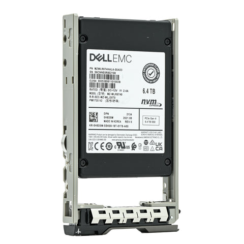 Dell G13 H8D5M MZWLR6T4HALA 6.4TB PCIe Gen 4.0 x4 8GB/s U.2 NVMe 3DWPD Mixed Use 2.5in Solid State Drive