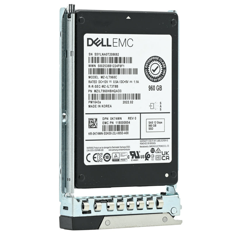 Dell G14 K74WN MZILT960HBHQAD3 960GB SAS 12Gb/s 1DWPD Read Intensive 2.5in Refurbished SSD