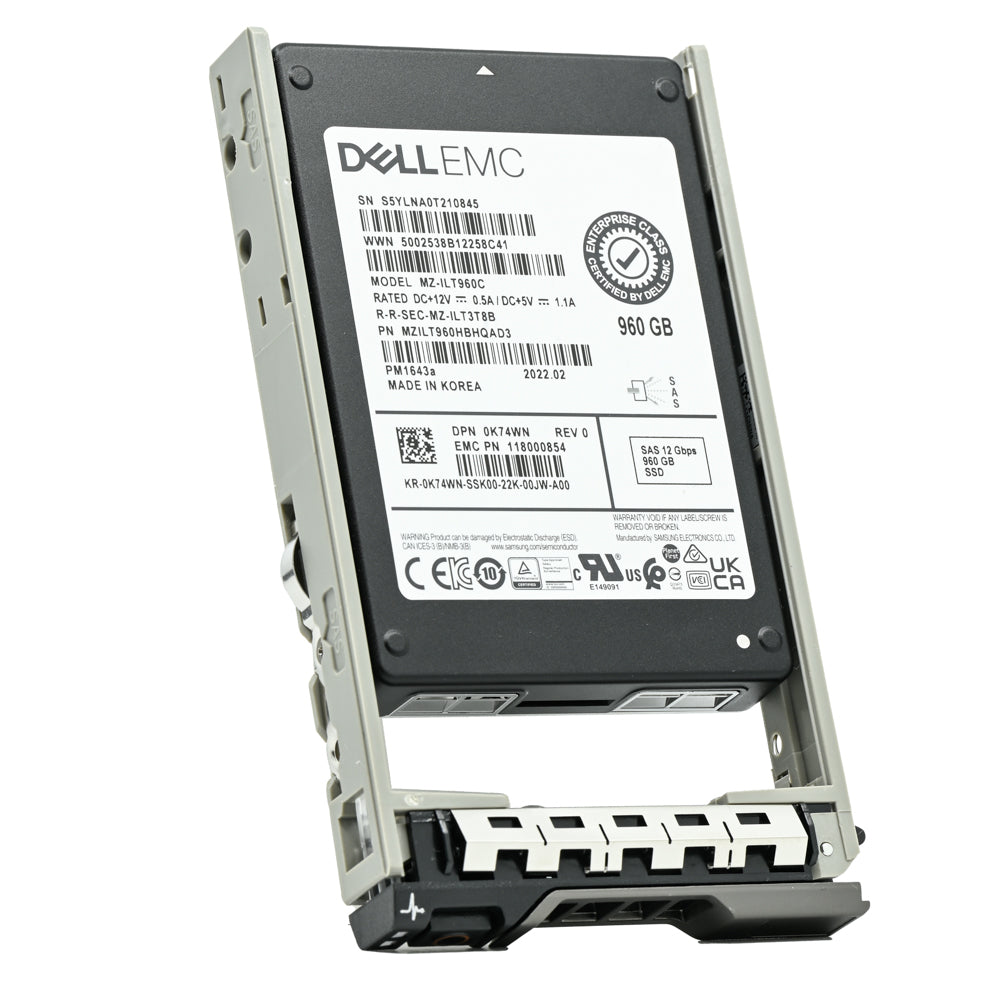 Dell G13 K74WN MZILT960HBHQAD3 960GB SAS 12Gb/s 1DWPD Read Intensive 2.5in Solid State Drive