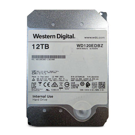 Western Digital IU HA570 WD120EDBZ-11B1HA0 12TB 7.2K RPM SATA 6Gb/s 512e 256MB 3.5in Refurbished HDD