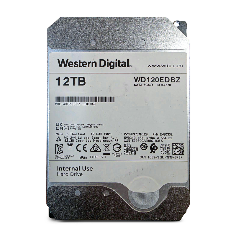 Western Digital IU HA570 WD120EDBZ-11B1HA0 12TB 7.2K RPM SATA 6Gb/s 512e 256MB 3.5in Refurbished HDD