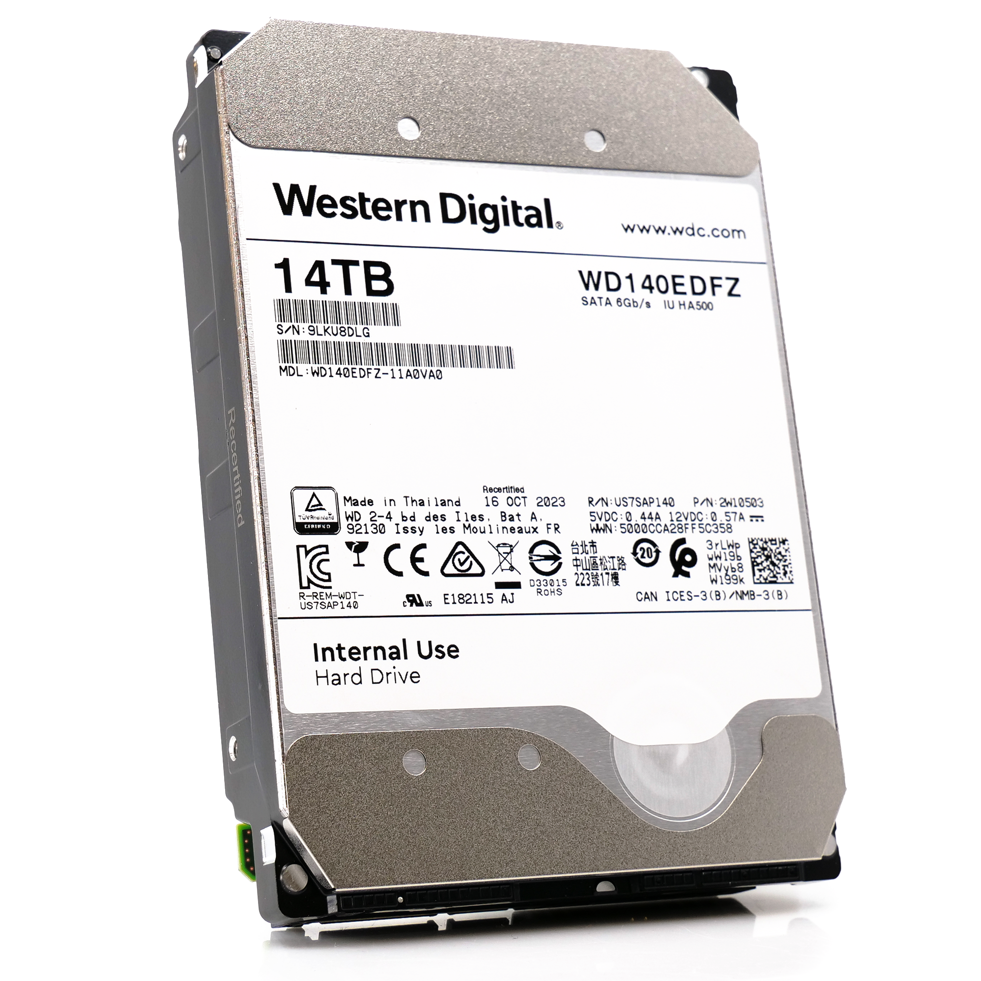 Western Digital Internal Use WD140EDFZ 14TB 5.4K RPM SATA 6Gb/s 512e NAS 3.5in Recertified Hard Drive