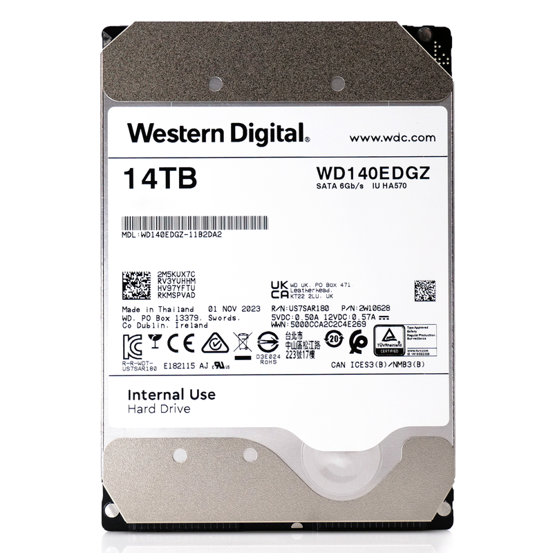Western Digital Internal Use WD140EDGZ 14TB 7.2K RPM SATA 6Gb/s 512e NAS 3.5in Refurbished HDD