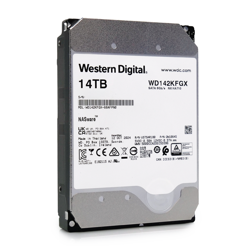 Western Digital Red Pro WD142KFGX 14TB 7.2K RPM SATA 6Gb/s 512e 3.5in Hard Drive