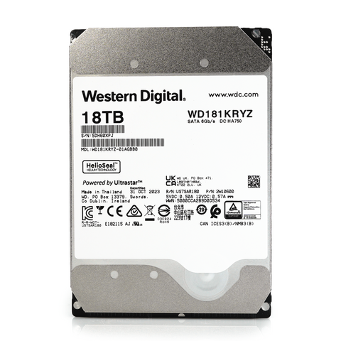 Western Digital Gold WD181KRYZ 18TB 7.2K RPM SATA 6Gb/s 512e Enterprise 3.5in Recertified Hard Drive
