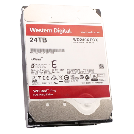 Western Digital Red Pro WD240KFGX 24TB 7.2K RPM SATA 6Gb/s 512e 512MB 3.5in Refurbished HDD