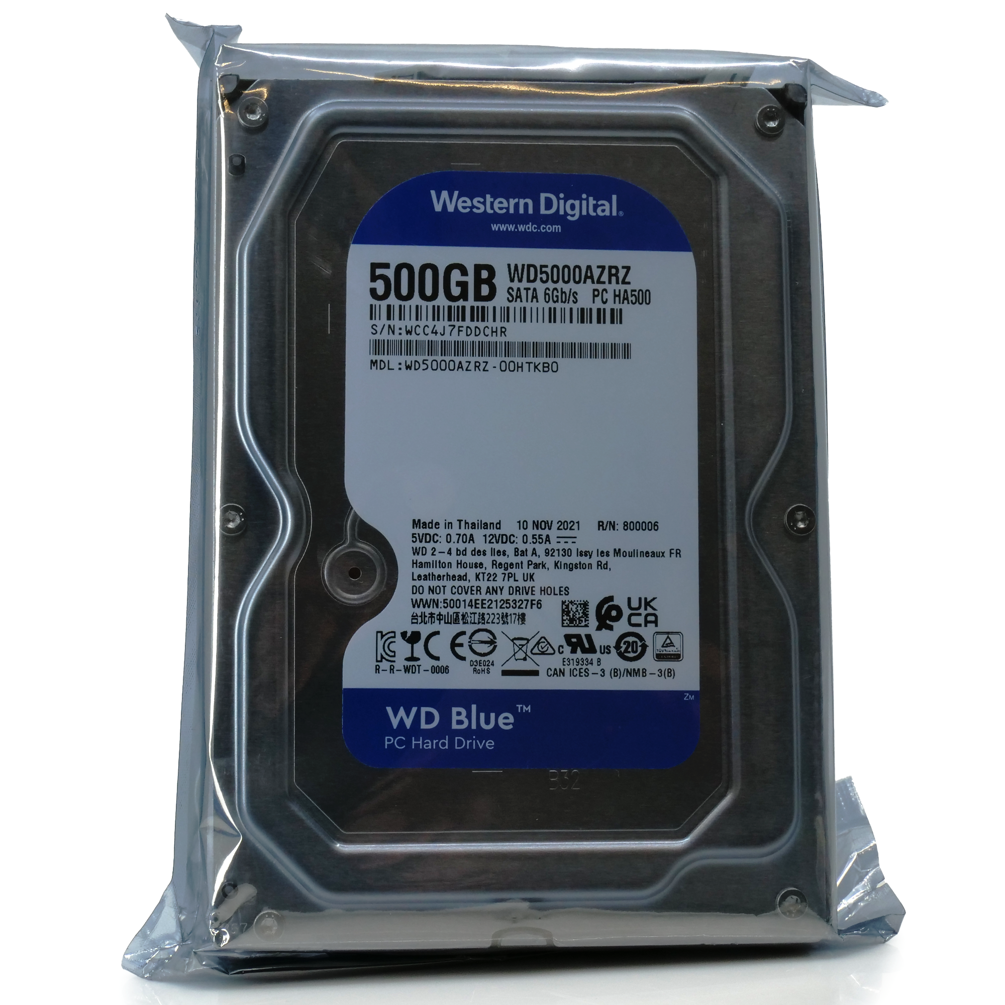 Western Digital WD Blue WD5000AZRZ 500GB 5.4K RPM SATA 6Gb/s 3.5in Hard Drive