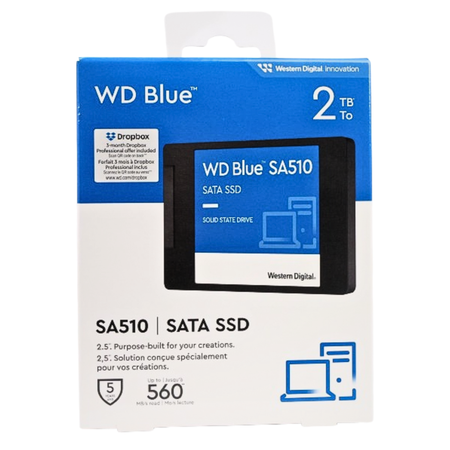 WD Blue SA510 WDS200T3B0A-00C7K0 2TB 500 TBW SATA 6Gb/s 3D TLC 2.5in Refurbished SSD, temp front image