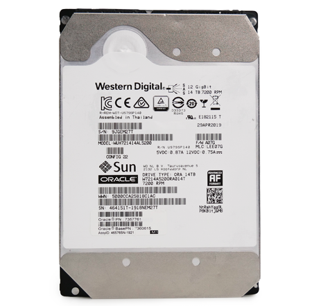 Western Digital Ultrastar DC HC530 WUH721414AL5200 0F31067 14TB 7.2K RPM SAS 12Gb/s 512e 3.5in Refurbished HDD