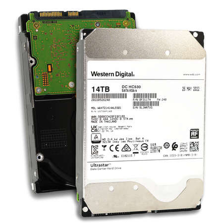 Western Digital Ultrastar DC HC530 WUH721414ALE601 14TB 7.2K RPM SATA 6Gb/s 3.5in Power Disable Refurbished HDD