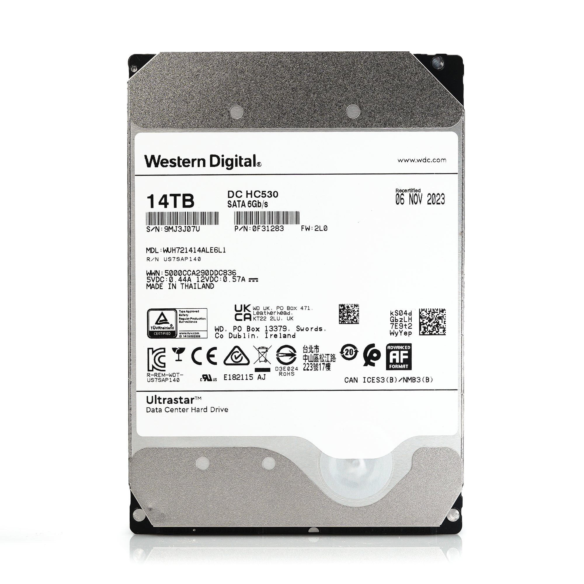 Western Digital Ultrastar DC HC530 WUH721414ALE6L1 0F31283 14TB 7.2K RPM SATA 6Gb/s 512e SED 3.5in Recertified Hard Drive