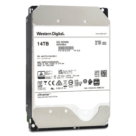 Western Digital Ultrastar DC HC530 WUH721414ALN6L4 0F31278 14TB 7.2K RPM SATA 6Gb/s 4Kn 3.5in Recertified Hard Drive - Front View