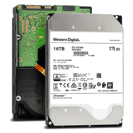 Western Digital Ultrastar DC HC550 WUH721816ALE604 0F38456 16TB 7.2K RPM SATA 6Gb/s 512e Power Disable 3.5in Recertified Hard Drive Main