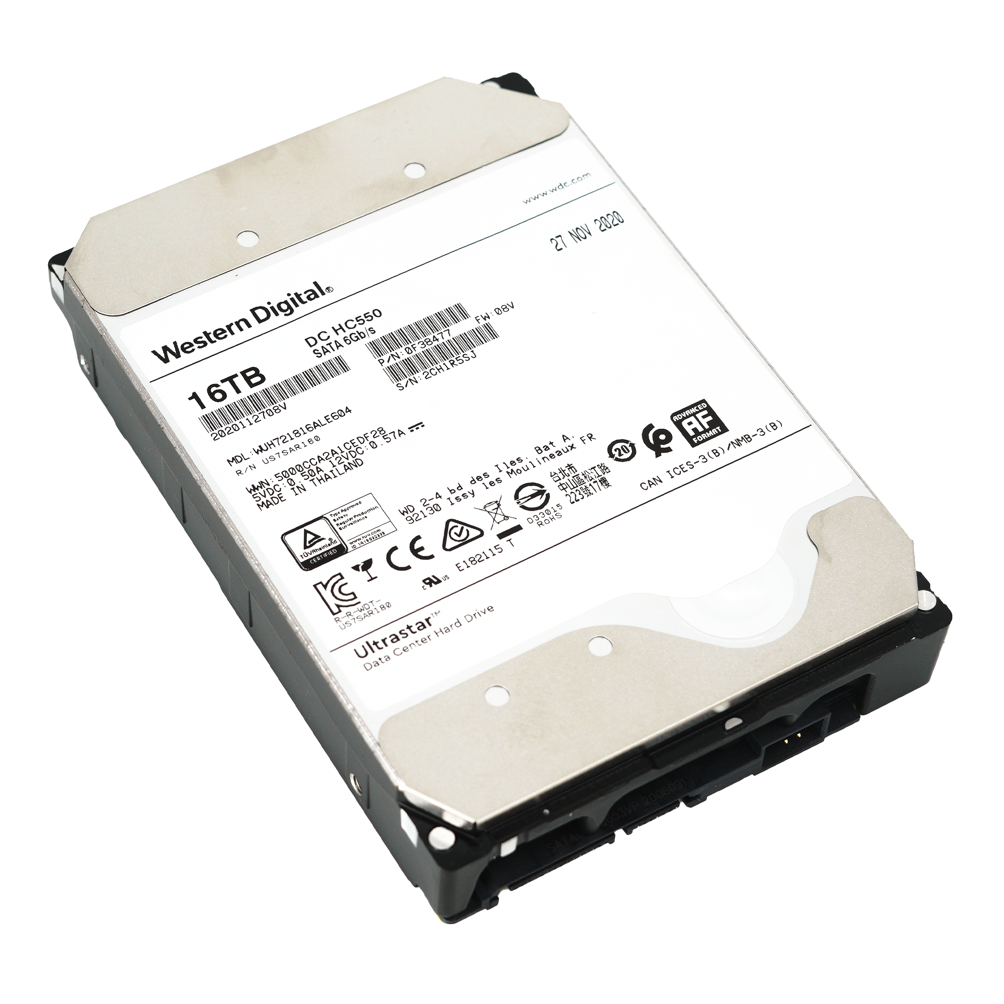 Western Digital Ultrastar DC HC550 WUH721816ALE604 0F38477 16TB 7.2K RPM SATA 6Gb/s 512e 3.5in Power Disable Recertified Hard Drive