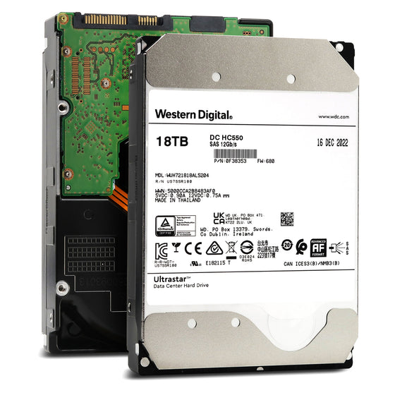 Western Digital Ultrastar DC HC550 WUH721818AL5204 0F38353 18TB 7.2K RPM SAS 12Gb/s 512e 3.5in Hard Drive