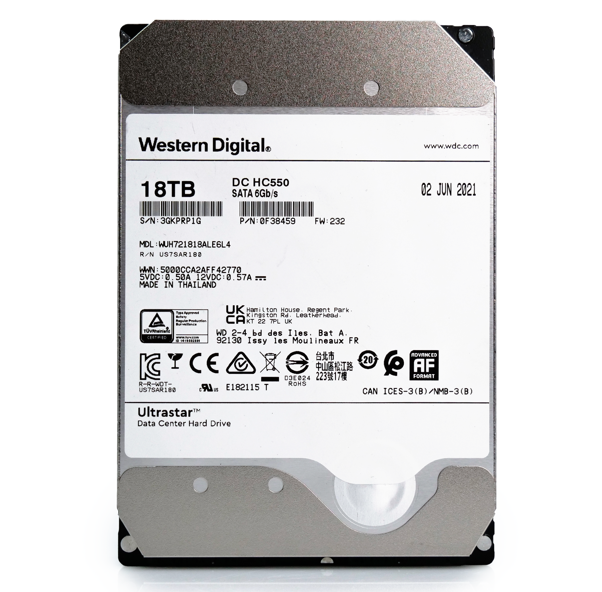 Western Digital Ultrastar DC HC550 WUH721818ALE6L4 0F38459 18TB 7.2K RPM SATA 6Gb/s 512e 512MB 3.5" SE HDD