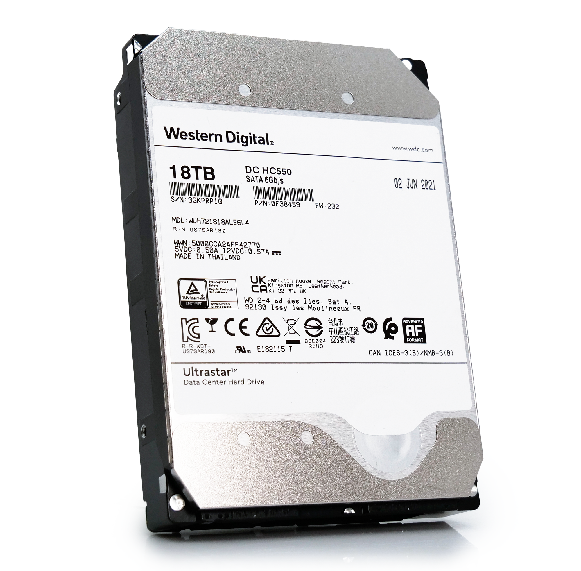 Western Digital Ultrastar DC HC550 WUH721818ALE6L4 0F38459 18TB 7.2K RPM SATA 6Gb/s 512e 512MB 3.5" SE HDD