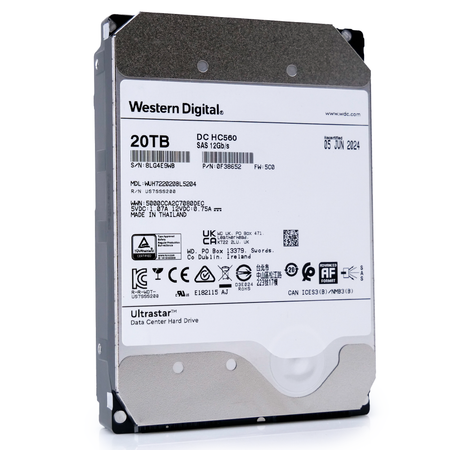 Western Digital Ultrastar HC560 WUH722020BL5204 0F38652 20TB 7.2K RPM SAS 12Gb/s 512e 3.5in Recertified Hard Drive