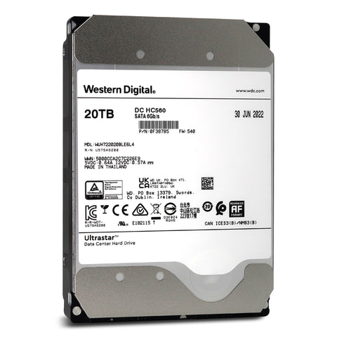 Western Digital Ultrastar DC HC560 WUH722020BLE6L4 0F38785 20TB 7.2K RPM SATA 6Gb/s 512e 3.5in Hard Drive