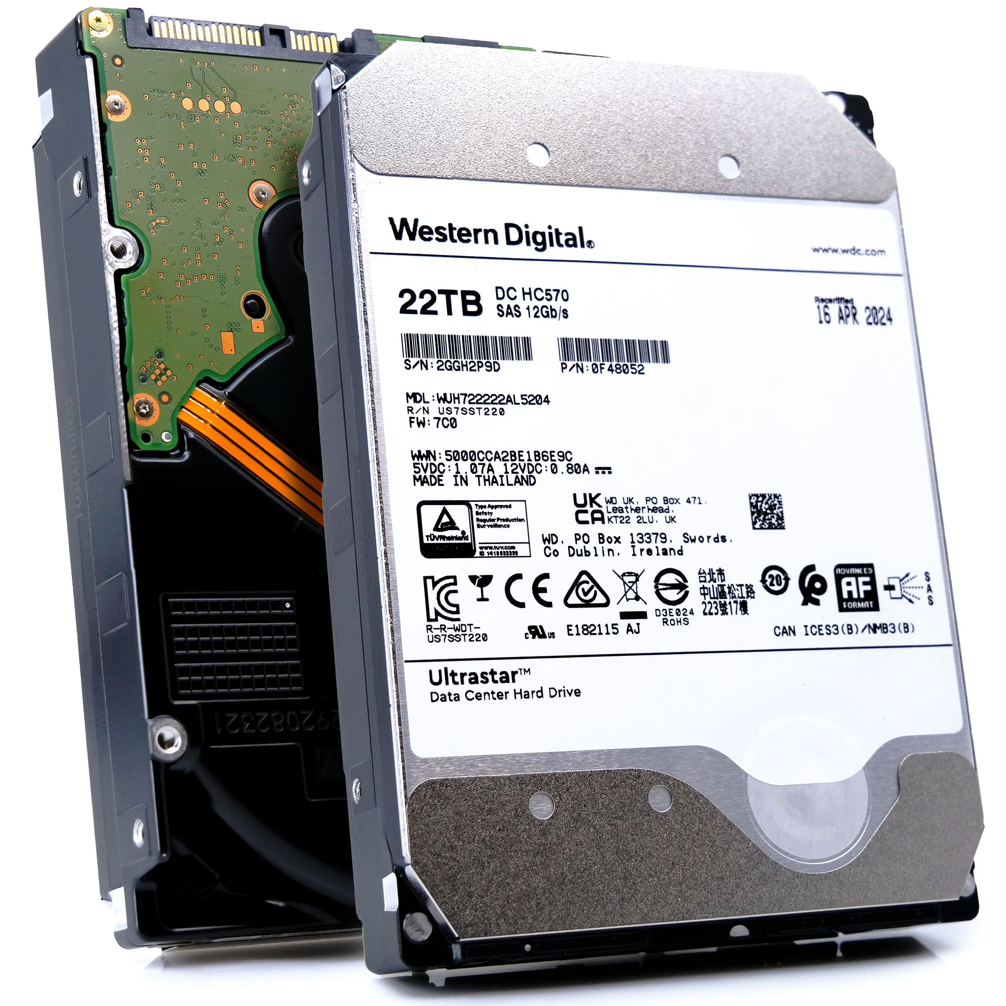 Western Digital Ultrastar HC570 WUH722222AL5204 0F48052 22TB 7.2K RPM SAS 12Gb/s 512e/4Kn 3.5in Hard Drive