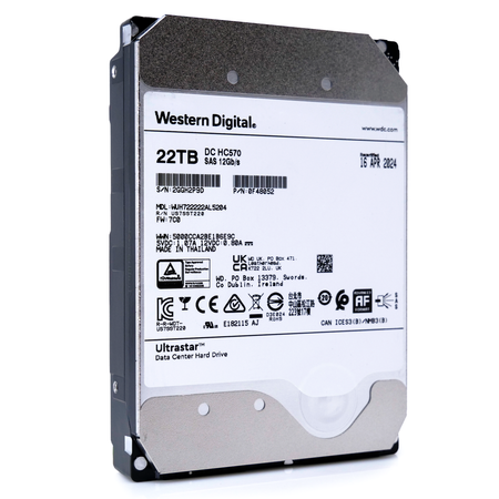 Western Digital Ultrastar HC570 WUH722222AL5204 0F48052 22TB 7.2K RPM SAS 12Gb/s 512e 3.5in Recertified Hard Drive