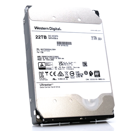 Western Digital Ultrastar HC570 WUH722222ALE604 0F48152 22TB 7.2K RPM SATA 6Gb/s 512e Power Disable 3.5in Refurbished HDD