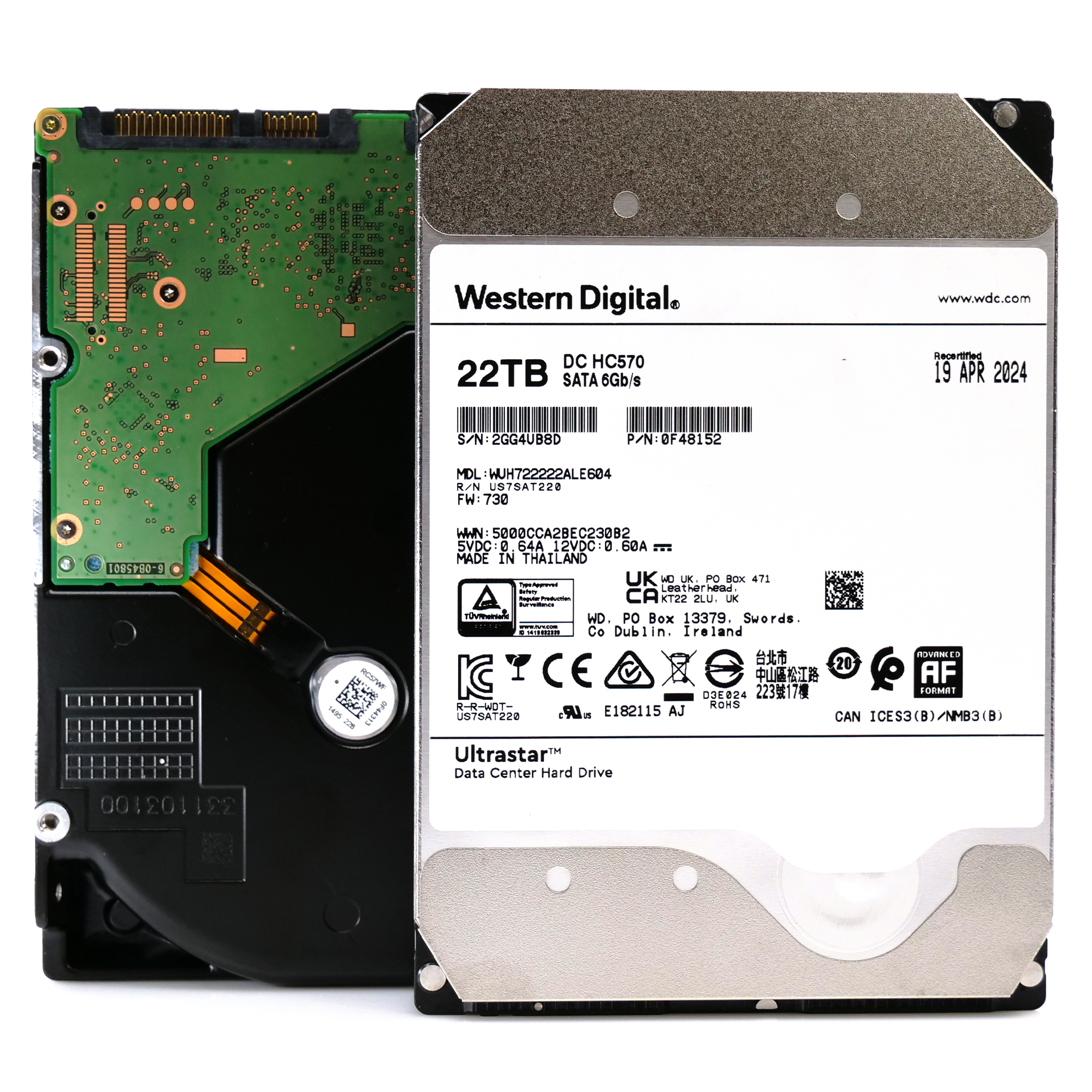 Western Digital Ultrastar HC570 WUH722222ALE604 0F48152 22TB 7.2K RPM SATA 6Gb/s 512e Power Disable 3.5in Recertified Hard Drive main image 2