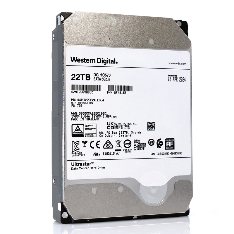Western Digital Ultrastar DC HC570 WUH722222ALE6L4 0F48155 22TB 7.2K RPM SATA 6Gb/s 512e SE 3.5in Hard Drive