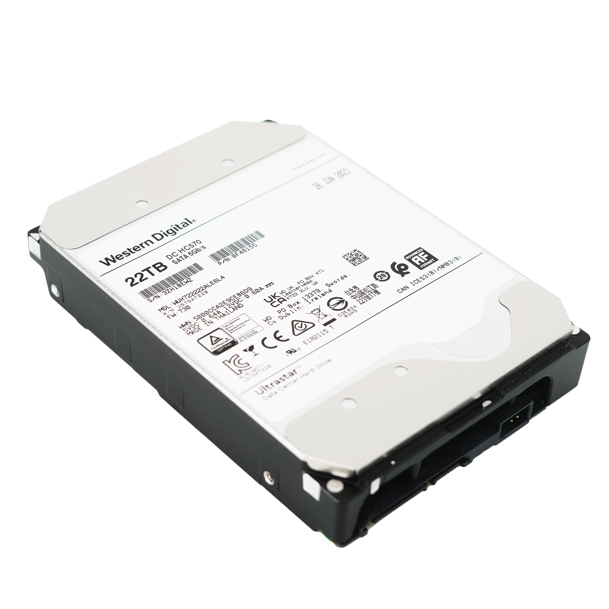 Western Digital Ultrastar DC HC570 WUH722222ALE6L4 0F48155 22TB 7.2K RPM SATA 6Gb/s 512e SE 3.5in Hard Drive