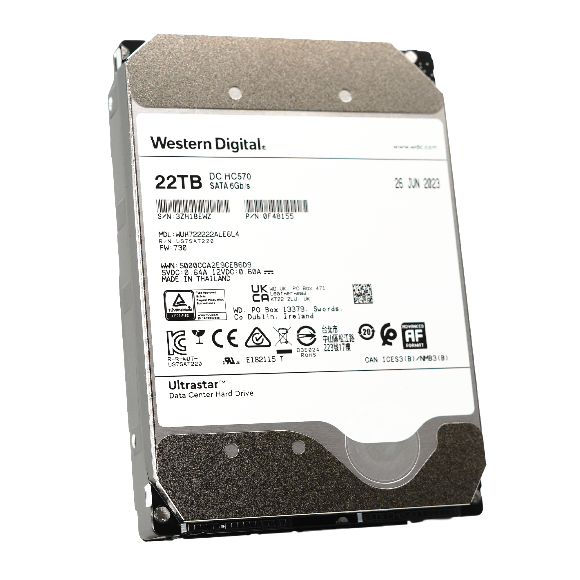 Western Digital Ultrastar DC HC570 WUH722222ALE6L4 0F48155 22TB 7.2K RPM SATA 6Gb/s 512e SE 3.5in Hard Drive