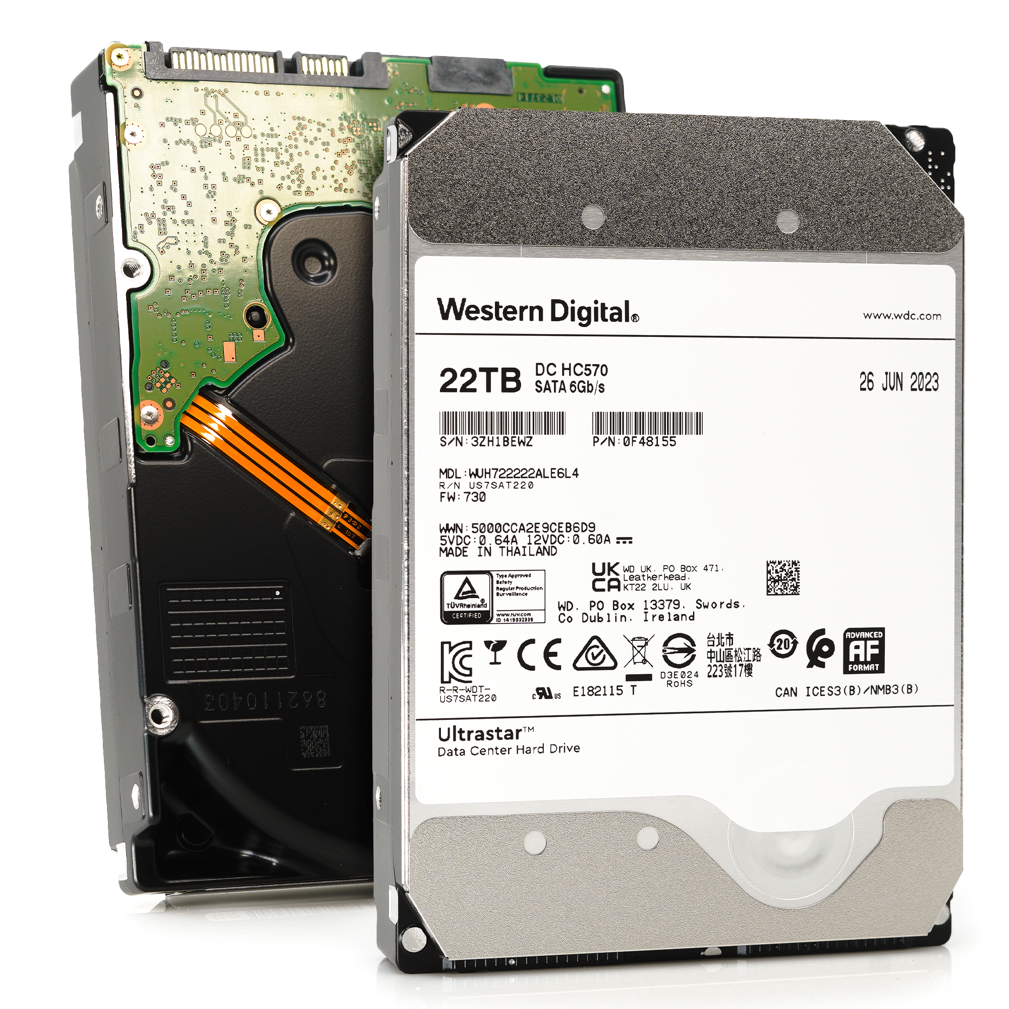 Western Digital Ultrastar DC HC570 WUH722222ALE6L4 0F48155 22TB 7.2K RPM SATA 6Gb/s 512e SE 3.5in Hard Drive