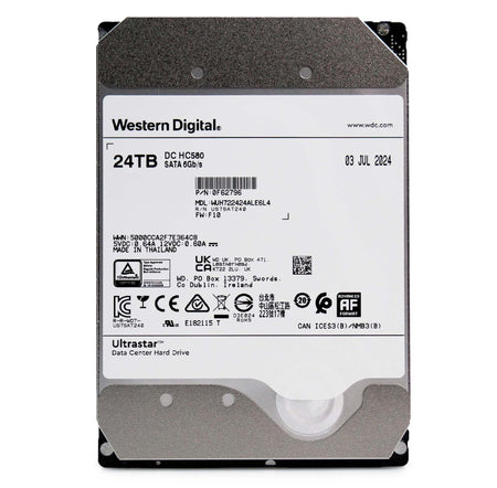 Western Digital Ultrastar DC HC580 WUH722424ALE6L4 0F62796 24TB 7.2K RPM SATA 6Gb/s 512e SE 3.5in Recertified Hard Drive