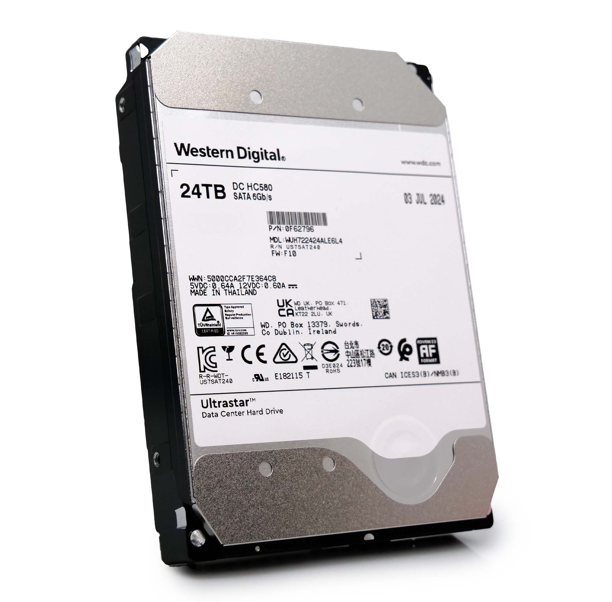 Western Digital Ultrastar DC HC580 WUH722424ALE6L4 0F62796 24TB 7.2K RPM SATA 6Gb/s 512e SE 3.5in Hard Drive Factory Sealed