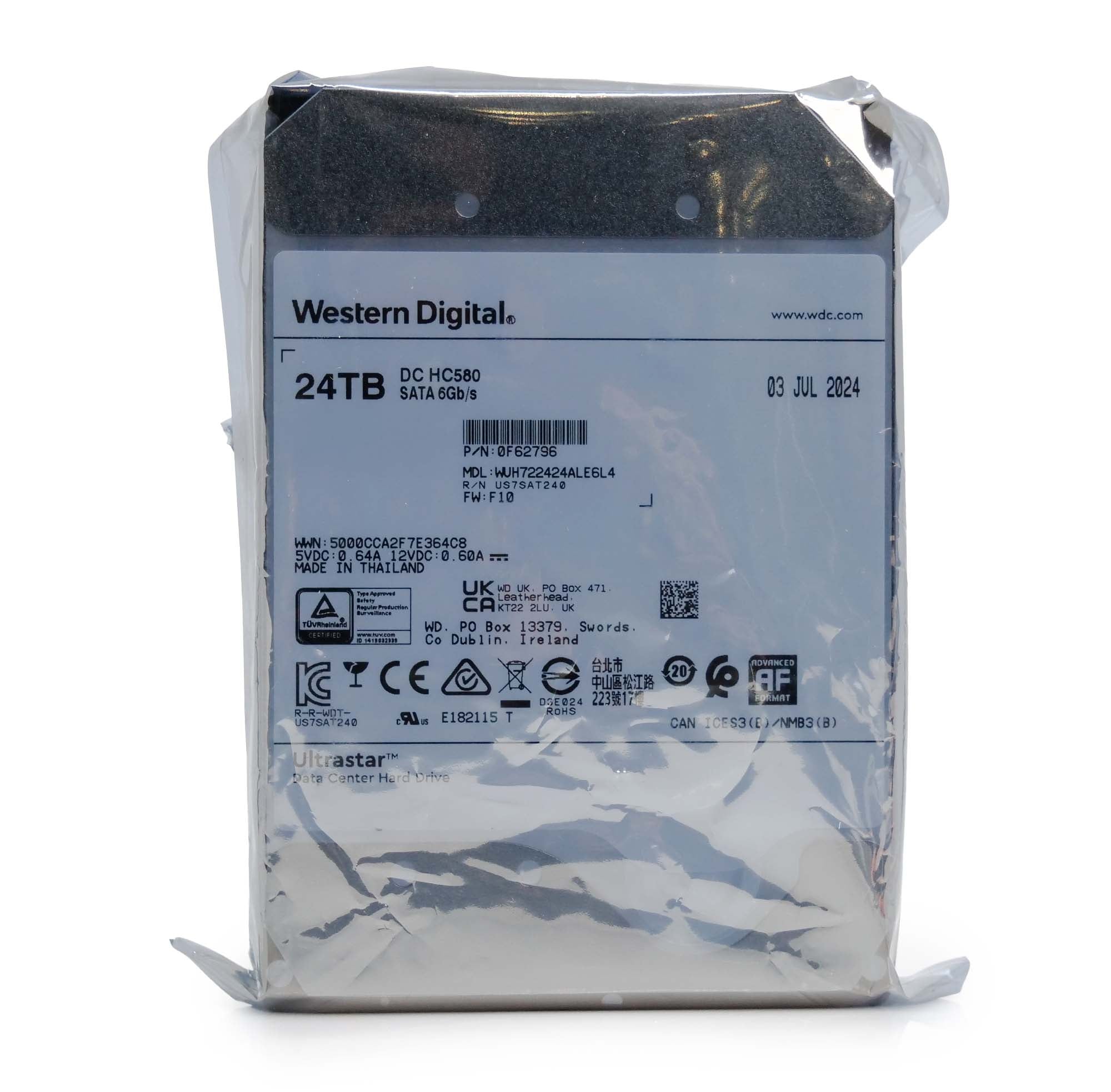 Western Digital Ultrastar DC HC580 WUH722424ALE6L4 0F62796 24TB 7.2K RPM SATA 6Gb/s 512e SE 3.5in Hard Drive Factory Sealed