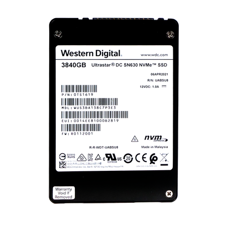 Western Digital Ultrastar DC SN630 NVMe SSD on a white background.
