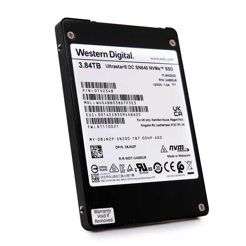 Western Digital/Dell Ultrastar DC SN640 WUS4BB038D7P3E3 0TS2088 3.84TB PCIe Gen3 x4 4GB/s 3D TLC U.2 NVMe 2.5in Solid State Drive